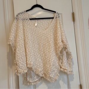 Free People Cream Lace Cape